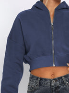 Cropped Jacket Viscose Zip Up Long Sleeve Hooded Outwear 603b1ff5-673a-4554-b904-3ca6a681b1ce-Max Trendsi