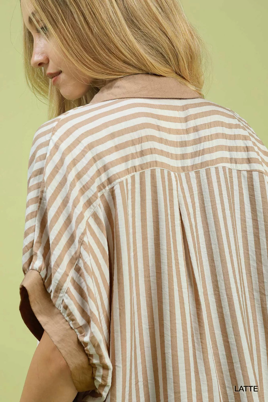 Umgee Womens Blouse Latte Stripe Collared Oversized Buttoned Top 6040b78b-5d79-43c4-904c-b157c62a7b6c-Max-Origin Trendsi