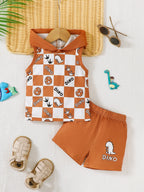 Children's Boy Set Dinosaur Checkered Sleeveless Hooded Top and Shorts 2 Pcs 604172a3-4517-4f13-84ab-0379c9547eba-Max-Origin Trendsi