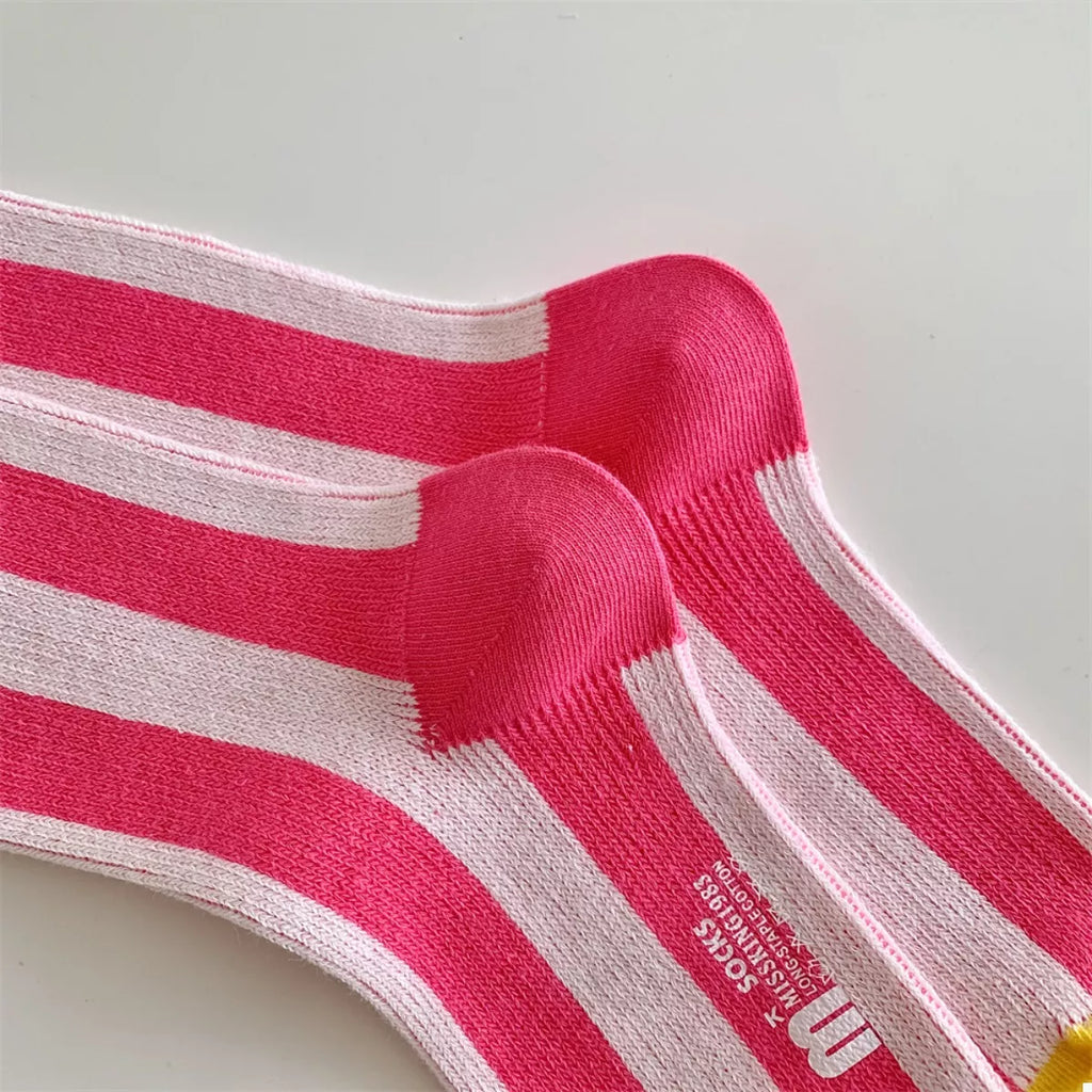Women's Crew Socks Cotton Contrast Striped Accessories 6076cbbf-9cce-48f4-831a-0dafd081fe14-Max-Origin Trendsi