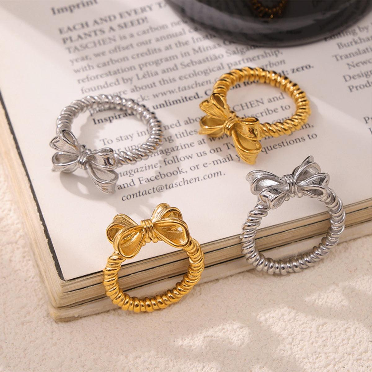 Bow Ring Twisted Titanium Steel 18K gold-plated Jewelry 6082c667-89a2-4014-a169-619e8dd8af8b-Max Trendsi