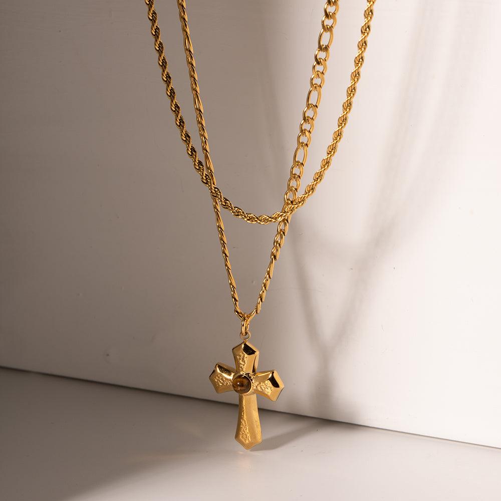 Cross Necklace 18K Gold-Plated Double Layered Jewelry 60cbc19e-9418-4023-a5a2-0ce132f7bd02-Max Trendsi