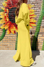 Women's Outfit Set Yellow Round Neck Long Sleeve Sweatshirt and Pants 2 Pcs 60f85aba-1d33-46fb-8daf-fd0ef20cd25b-Max-Origin Trendsi