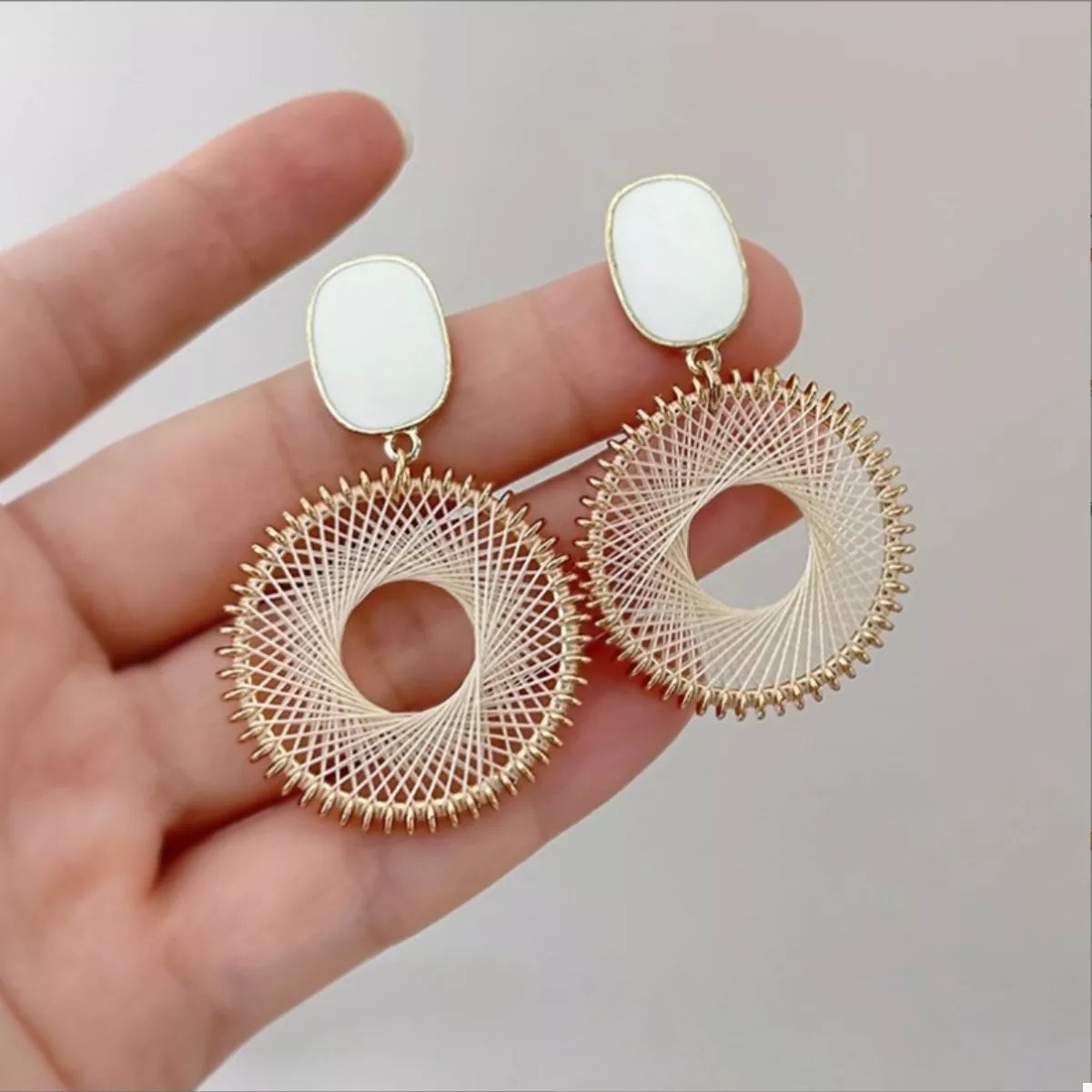 Women's Earring 18K Gold-Plated Circle Dangle Gold One Size 612527cf-3264-4895-bd66-45197e4c9e81-Max-Origin Trendsi