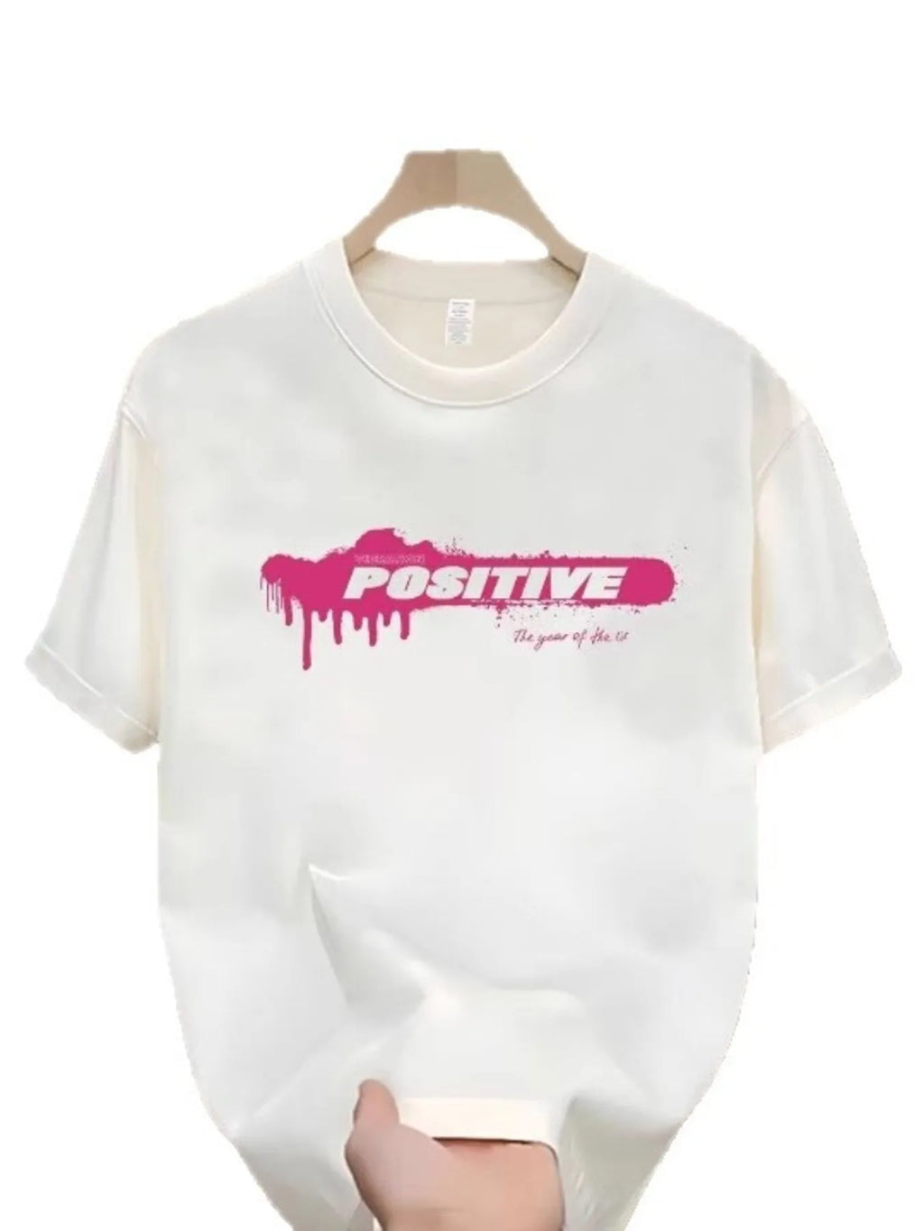 Men's Cotton T-Shirt Positive Letter Round Neck Short Sleeve Plus Size S-5XL White 61556666ef0e4cf2ac032a07e13a5370-Max-Origin Trendsi