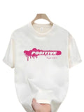 Men's Cotton T-Shirt Positive Letter Round Neck Short Sleeve Plus Size S-5XL White 61556666ef0e4cf2ac032a07e13a5370-Max-Origin Trendsi