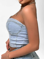 Women's Denim Set Sweetheart Neck Tube Top and Shorts Two-piece 615c59af-2b43-4663-8f92-c11d55f67635-Max-Origin Trendsi