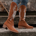 Women's Boots Western Embroidered Block Mid Heels Shoes 615ff3f246624f06b207f16cb27c8144-Max-Origin Trendsi