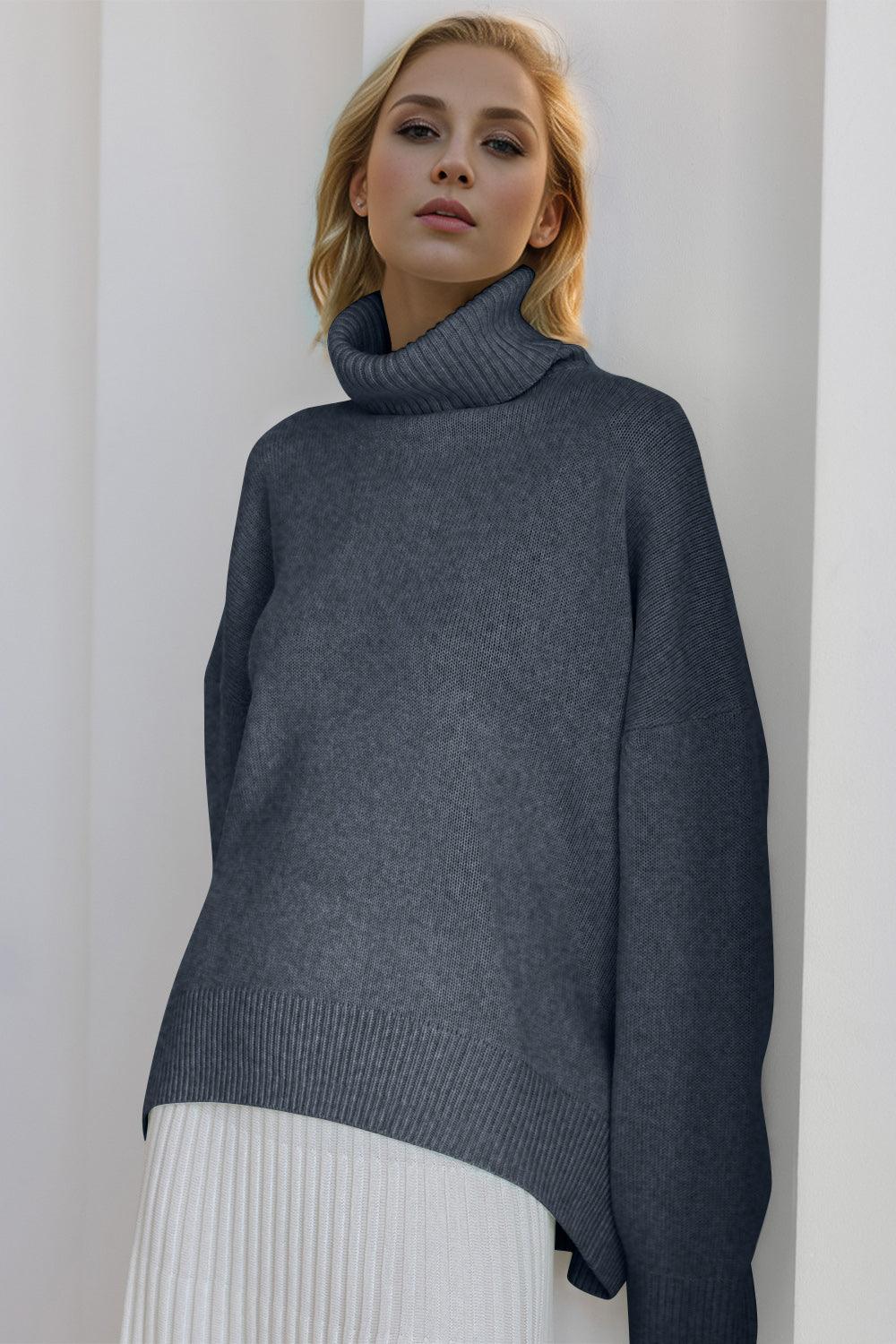 Basic Bae Turtleneck Sweater Viscose Long Sleeve Oversized Knitwear 61703f29-35f0-4481-a214-eeaa9a7f1656-Max Trendsi