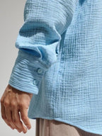 Women's Shirt Texture Oversized Button Up Long Sleeve Top 61819fc7-21f1-4665-a0b5-8ea1878db942-Max-Origin Trendsi