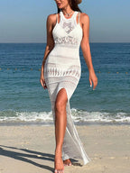 Cover-Up Maxi Dress Crochet White Sleeveless Split Cutout Beach Dresses 61827845-8084-45cc-ad56-c8cb7e802b32-Max-Origin Trendsi