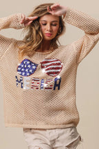 BiBi Knit Top Sequin American Flag Sunglasses Long Sleeve 6185b35600e24388b5a34ca9099fa16b-Max-Origin Trendsi