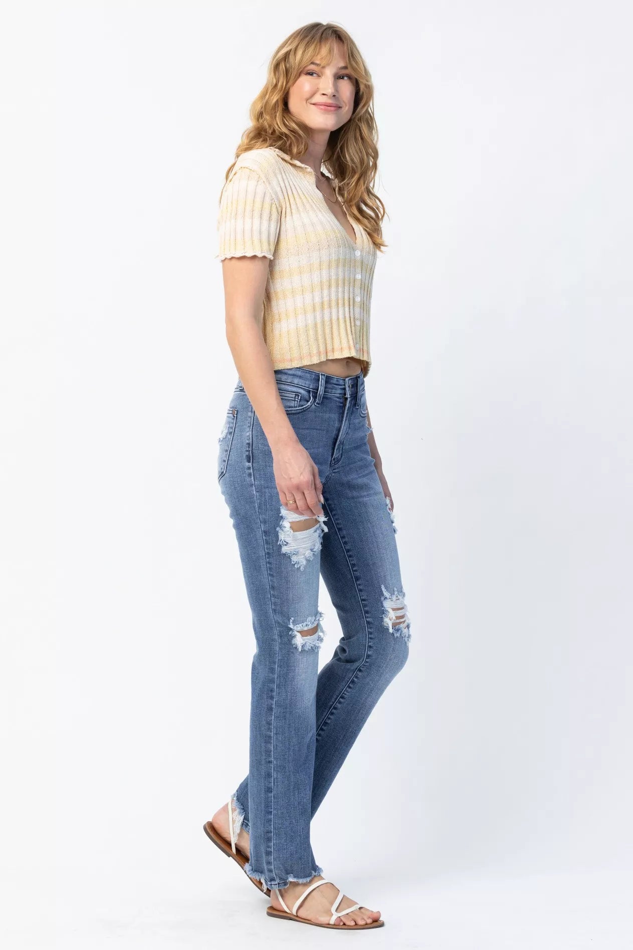 Judy Blue Straight Jeans Medium Wash Mid Rise Destroy Plus Sizes Denims 61969ed2-bb74-488e-9319-7fa602ac1249-Max-Origin Trendsi