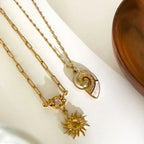 2-Piece Necklace 18K Gold-Plated Sun & Wave Pendant Enamel Stainless Steel 61a9a14e-41d0-4229-8e8d-1865b27079e4-Max-Origin Trendsi