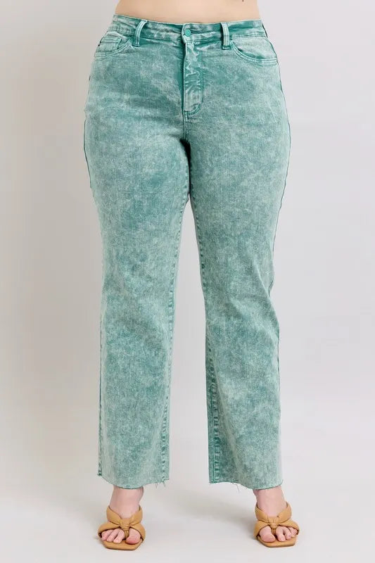 Judy Blue Jean High Waist Garment Dyed Raw Hem Dad Pants 61c91bc9-2078-4ed3-916f-b2c1ac4e8b16-Max-Origin Trendsi