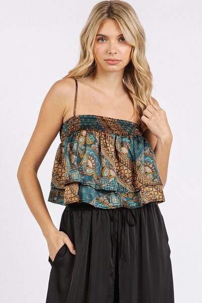 Mittoshop Crop Cami Top Satin Ruffle Paisley Print Teal Green Blouse 61f3275c-9dcb-4a9d-bbb9-d666468cb464-Min Trendsi