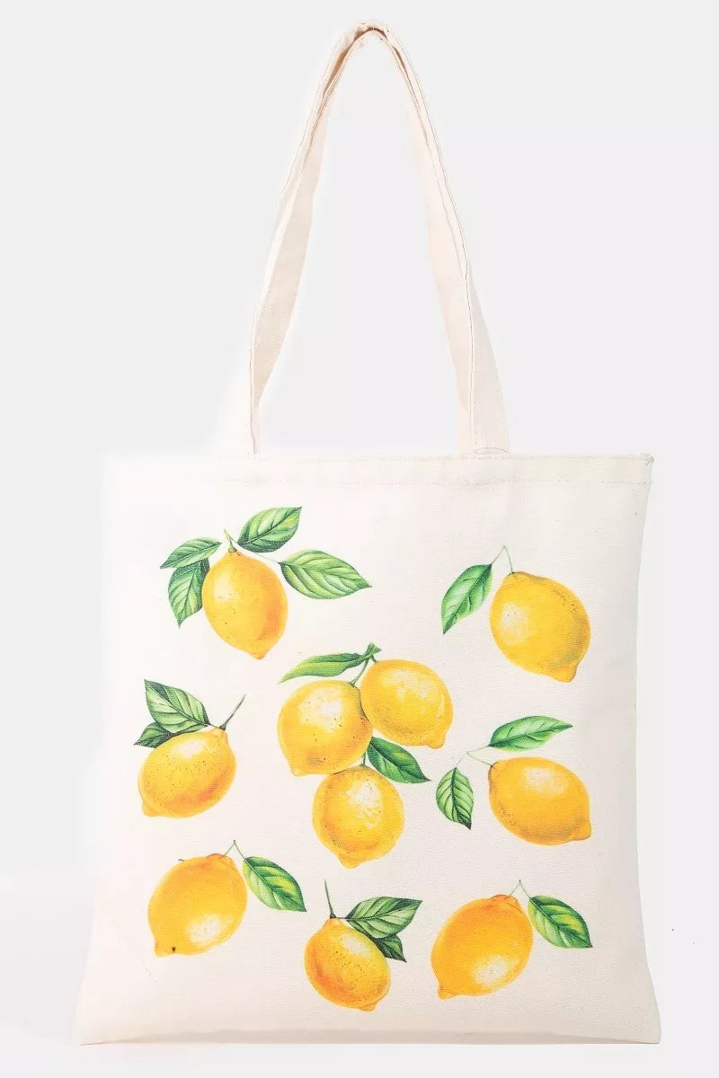 Fame Lemon Print Tote Bag – Medium Size, Durable Lightweight Polyester, Imported
