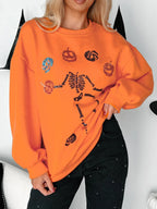 Women's Sweatshirt Halloween Skeleton Pumpkin Sequin Pullover Orange 627c59cb-c0ee-45f9-97b3-9d9ab9de1dcf-Max-Origin Trendsi