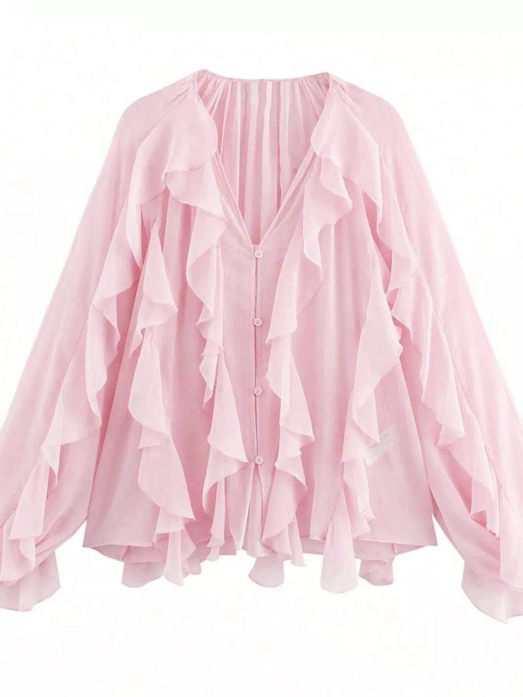 Womens Blouse Ruffled Layered Sheer Long Sleeve Top 62953eb3-60a8-4620-b0f6-0520068ca8f8-Max-Origin Trendsi