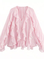 Womens Blouse Ruffled Layered Sheer Long Sleeve Top 62953eb3-60a8-4620-b0f6-0520068ca8f8-Max-Origin Trendsi