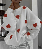 Sweater Heart Valentine’s Day Round Neck Long Sleeve Women White Pullover White 62971c1b-f6db-4cdc-a494-a98a397c686b-Max Trendsi