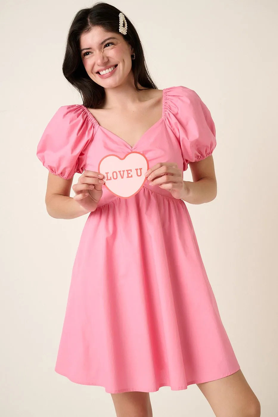 Mittoshop Mini Dress Pink Sweetheart Puff Short Sleeve Smocked 62a57c4bea324c0b98d2f28e2a0b32fd-Max-Origin Trendsi