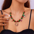 Christmas Charm Necklace 18K Gold-Plated Multicolor Rhinestone 62bbc4fc-e777-4d0e-86a9-f0c5ff7d674f-Max-Origin Trendsi