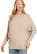 Zenana Hacci Dolman Sleeve Boat Neck Top
