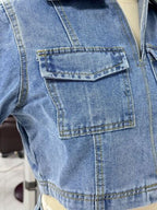 Women's Denim Set Crop Top Johnny Collar Short Sleeve and Mini Skort 2 Pcs 62df1f47-ed87-4268-a9f8-907ab3293a7f-Min Trendsi