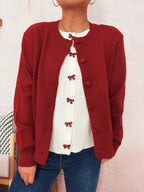 Women's Cardigan Button-Up Long Sleeve Embroidered Knit 63343f8308ad486b9f047d1ce865b117-Max-Origin Trendsi