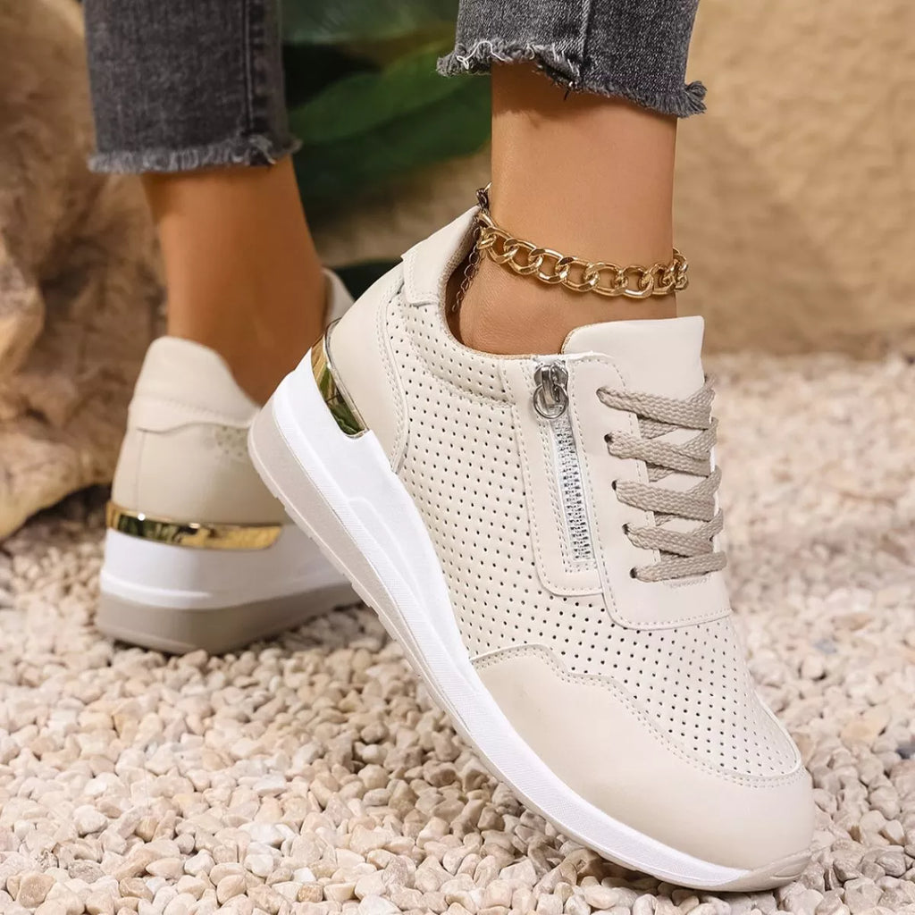 Women Sneakers Lace Up Wedge Mid Heels Pu Leather Shoes 63363540-24e6-4a8e-86eb-078b4d0c8f7c-Max-Origin Trendsi