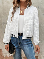 Textured Jacket Zip Up Long Sleeve Outwear 634d99b0-1af3-4950-a3c4-818bf2af0a3a-Max Trendsi