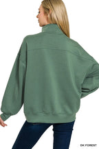 Zenana Women's Sweatshirt Scuba Quarter-Zip High Neck with Pockets 63572900ec314d658b4232004efb81e9-Max-Origin Trendsi
