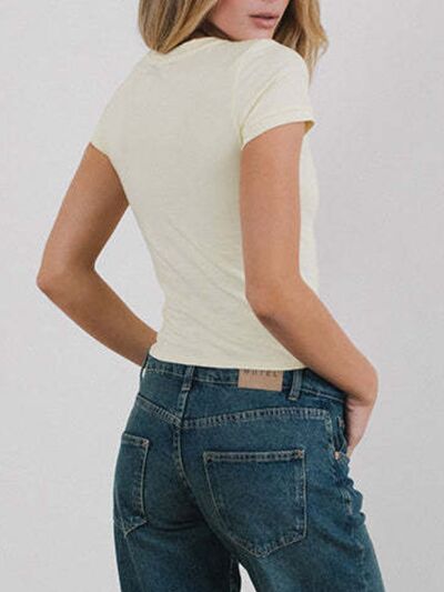 Women's T-Shirts Classic Round Neck Short Sleeve Printed Top Tees 635d0031-136b-47e3-98a9-90351937aab2-Min Trendsi