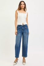 RISEN Womens Baggy Jeans Slouchy Cropped with Front Patch Pocket 63808acd14b74a96948b399b867f86a5-Max-Origin Trendsi