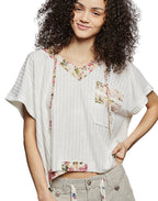 POL Short Sleeve Hooded Top with Back-Open Detail