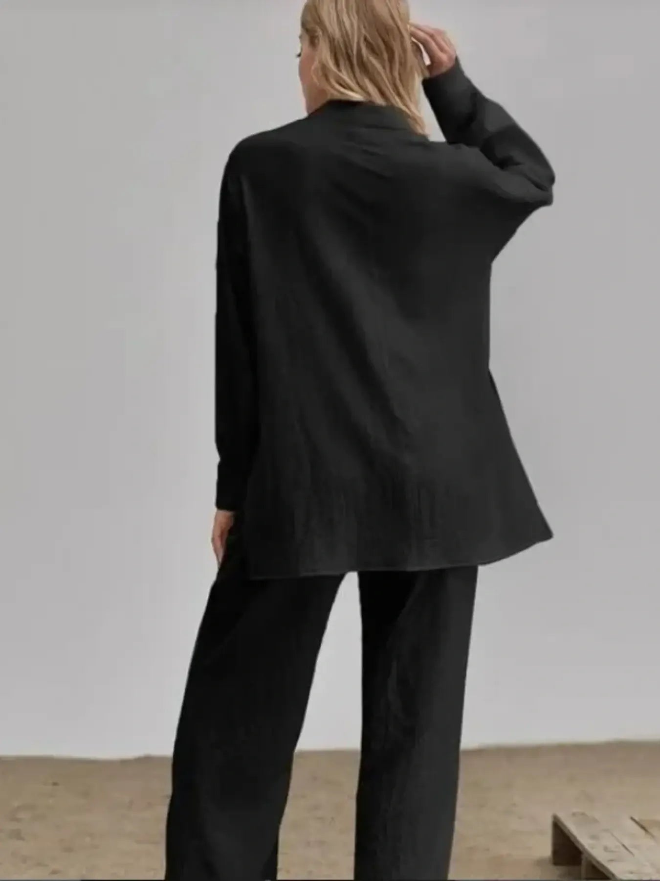 Women's Outfit Set Long Sleeve Shirt and Pants Set Pocketed Lightweight Two-piec 63ac4041be3440bbbdf3a37f68d41a73-Max-Origin Trendsi