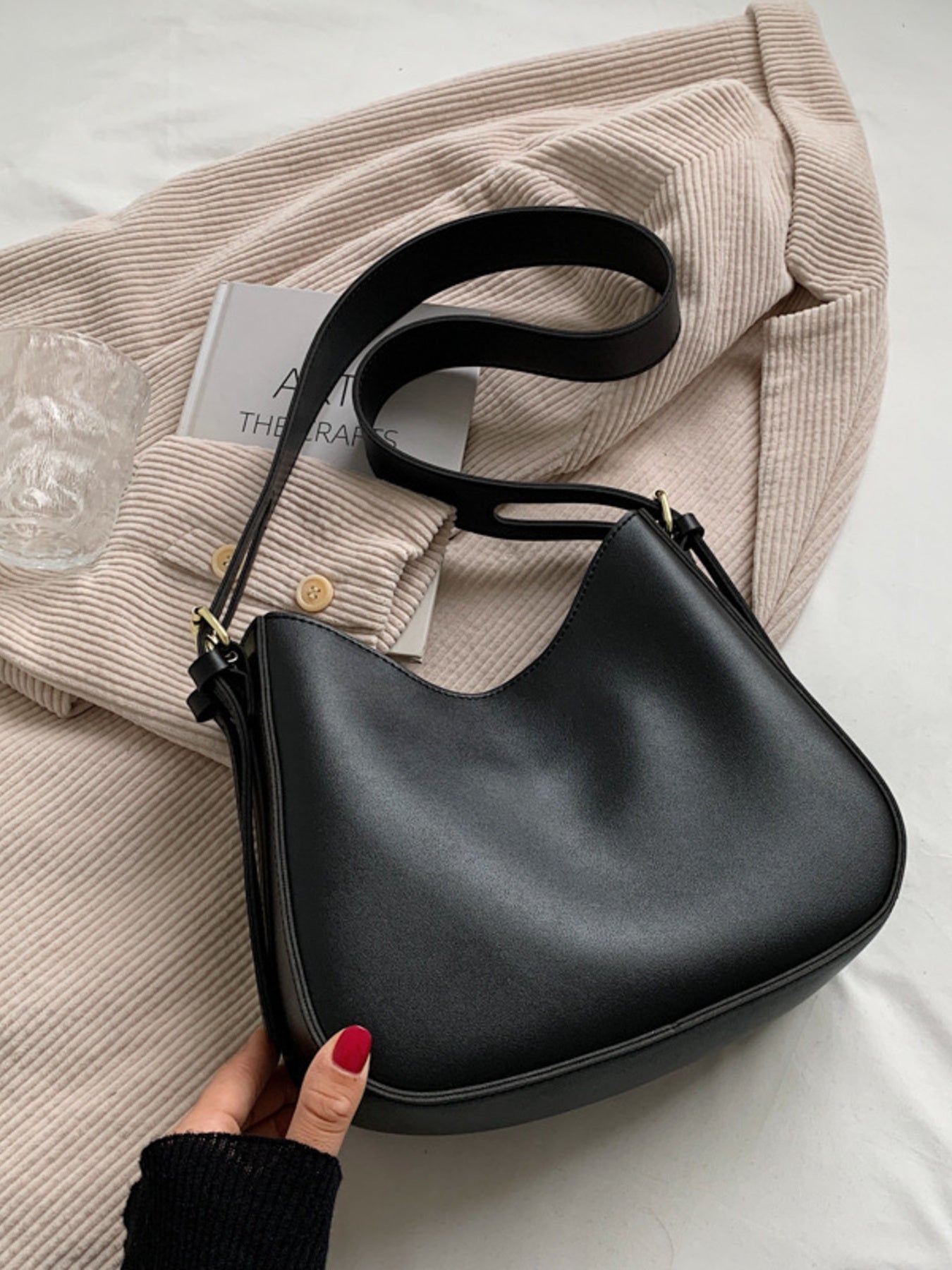 Adjustable Strap Crossbody Bag in Medium Size, Made of PU Leather, Imported