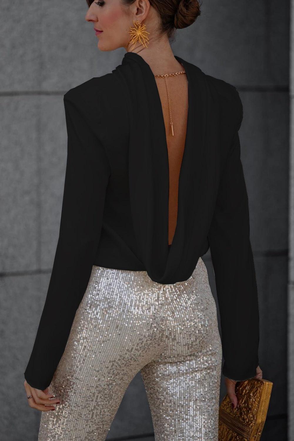 Women Blouse Backless Cowl Neck Long Sleeve Elegant Party OYL Tops 63e9fb50-994e-400e-9cfa-44b65fcae1fc-Max Trendsi