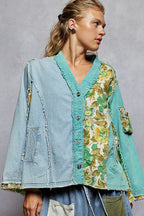 POL Button Down Floral V-Neck Long Sleeve Raw Hem Top 6401ea43-fbc0-4cd2-8373-bdaa93fcb157-Max-Origin Trendsi