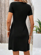 Casual Mini Dress Twist Front V-Neck Short Sleeve 6409e4ed22e14b6fb87e4a5f4d2c2b71-Max-Origin Trendsi