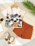 Children's Dinosaur Print Shirt and Shorts Set