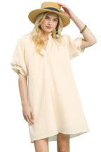 Umgee Linen Blend Ruffle Dress