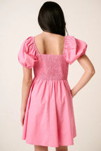 Mittoshop Mini Dress Pink Sweetheart Puff Short Sleeve Smocked 6440969b9af24fda9d1faff53ea4f306-Max-Origin Trendsi