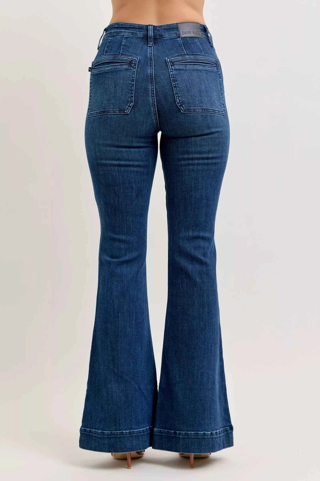Judy Blue Flare Jeans High-Waisted with Front Pockets Dark Washed Denim 644e3c86-9c58-4762-800f-7b8ca69b70c9-Max-Origin Trendsi