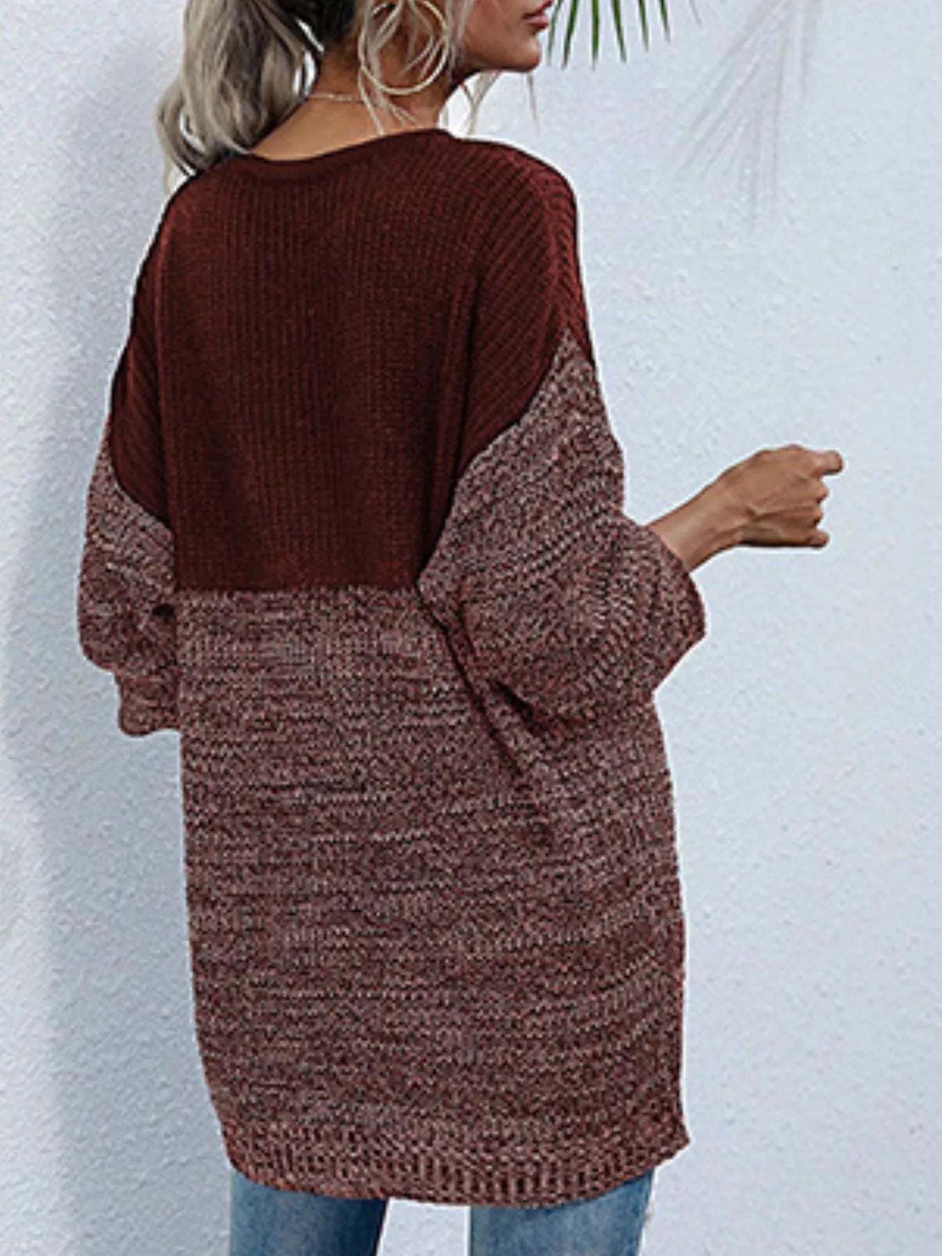 Women's Oversized Sweater Color Block Long Sleeve Knitwear 646565b6-7164-4c6a-bde6-7236421525bb-Max-Origin Trendsi
