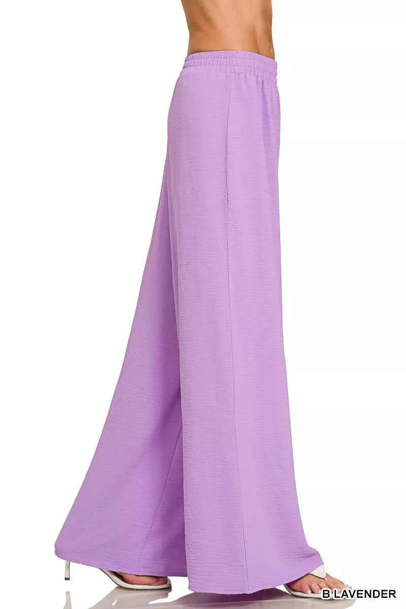 Zenana Woven Airflow Twisted Top & Wide Leg Pants Set