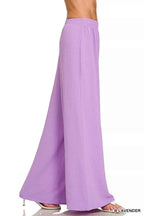 Zenana Woven Airflow Twisted Top & Wide Leg Pants Set