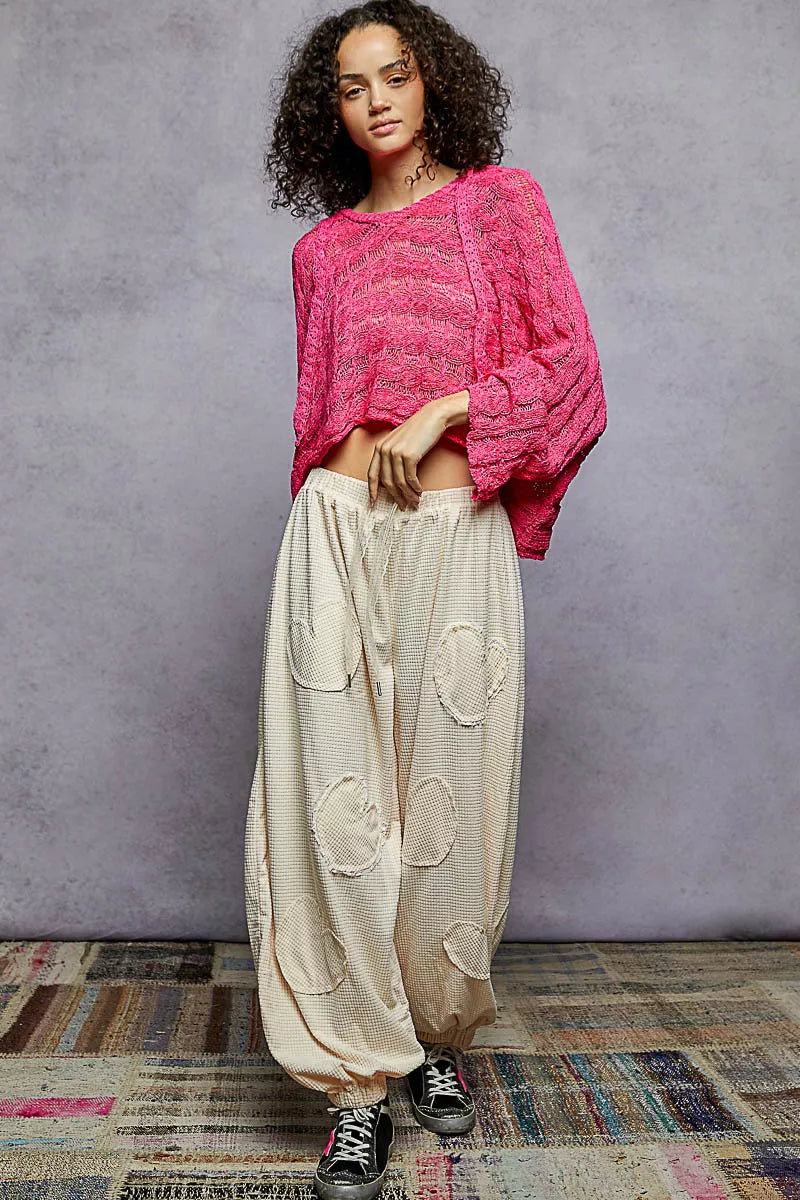 POL womens Knit Top Hot Pink Crochet Cropped Hooded with Full Sleeves 64ae55b8-220d-4310-b292-4d47bc5262b1-Max-Origin Trendsi