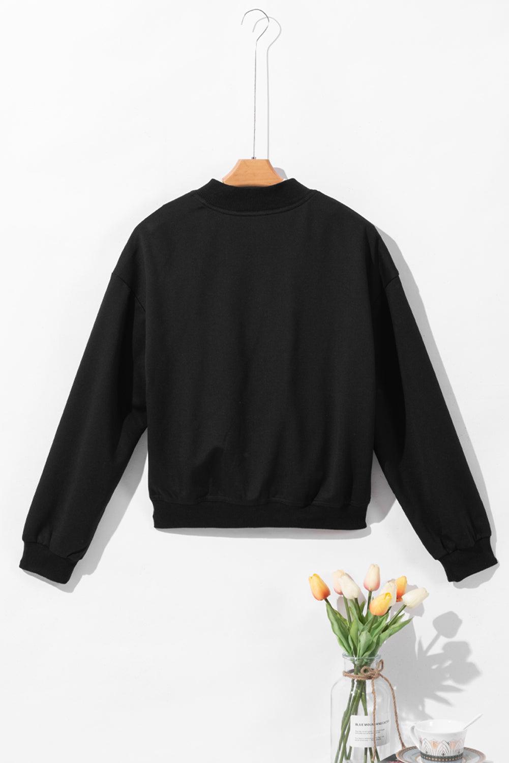 Pocketed Black Jacket Snap Down Long Sleeve Short Outwear 64b445bc-859a-4b80-9b6f-8d04a682b660-Max Trendsi